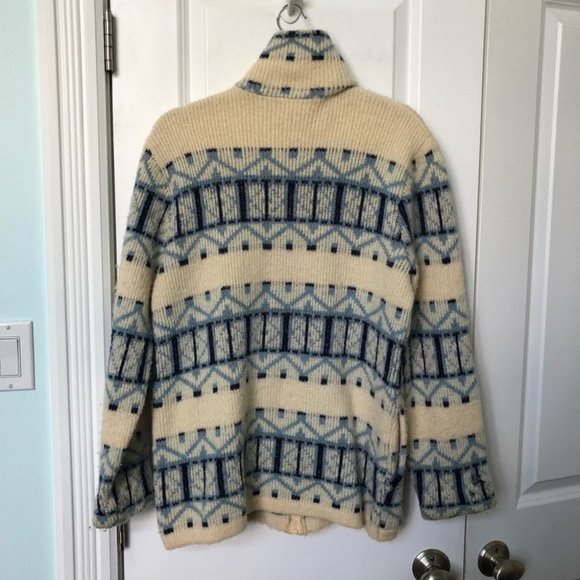 Vintage Tundra 100% Pure Virgin Wool Nordic Knit Full Zip Sweater - Picture 3 of 6